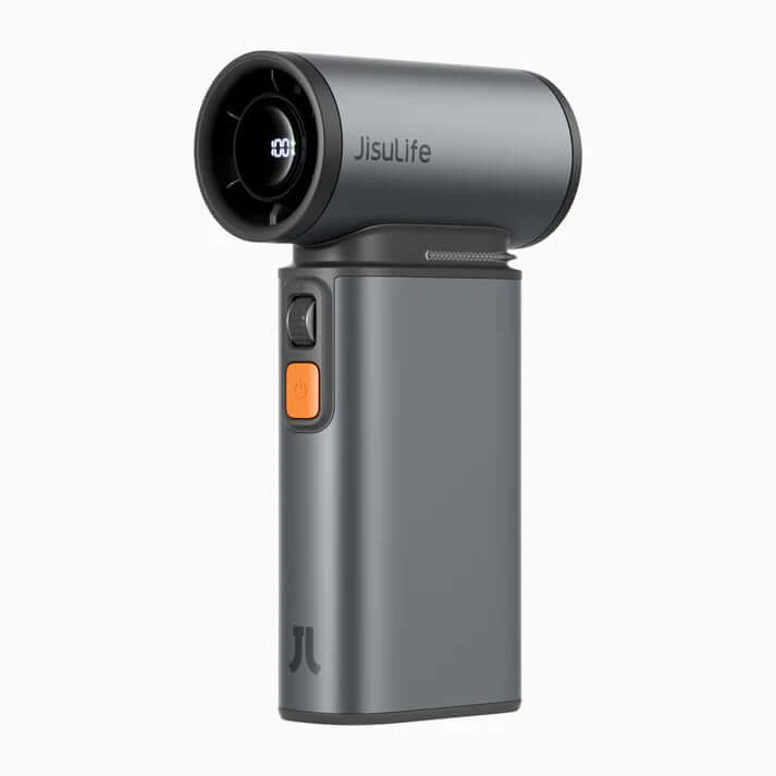 JisuLife Handheld Fan Ultra1 in Dark Grey with sleek design and powerful airflow for cooling.