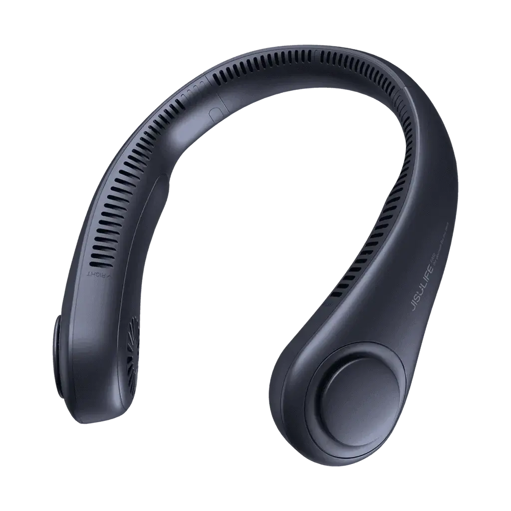 JisuLife Neck Fan Life3 in black with ergonomic design and multiple air outlets for comfortable cooling.