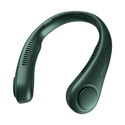 JisuLife Neck Fan Life3 in green color showcasing sleek design and air outlets for cooling.