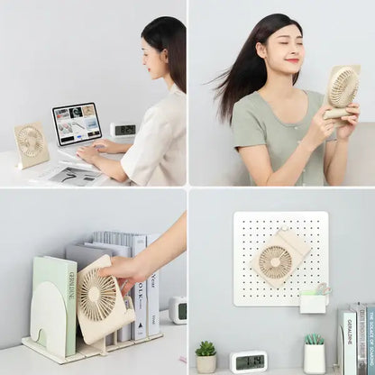JisuLife Table Fan Life3 in various settings, showcasing its portability and design as a stylish desk accessory.