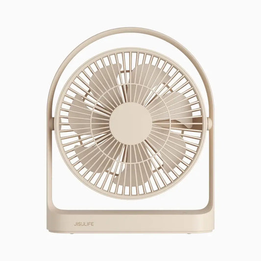 JisuLife Table Fan Life5 plus in beige color, perfect for corporate gift Singapore with wireless design and long battery life.