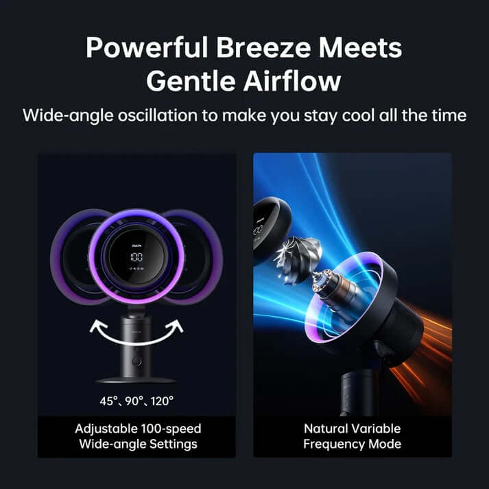 JisuLife Table Fan Pro3 features adjustable 100-speed and natural variable frequency mode for optimal airflow.
