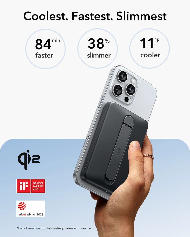 ESR Qi2 Magslim 5000mAh Magnetic Power Bank with Kickstand