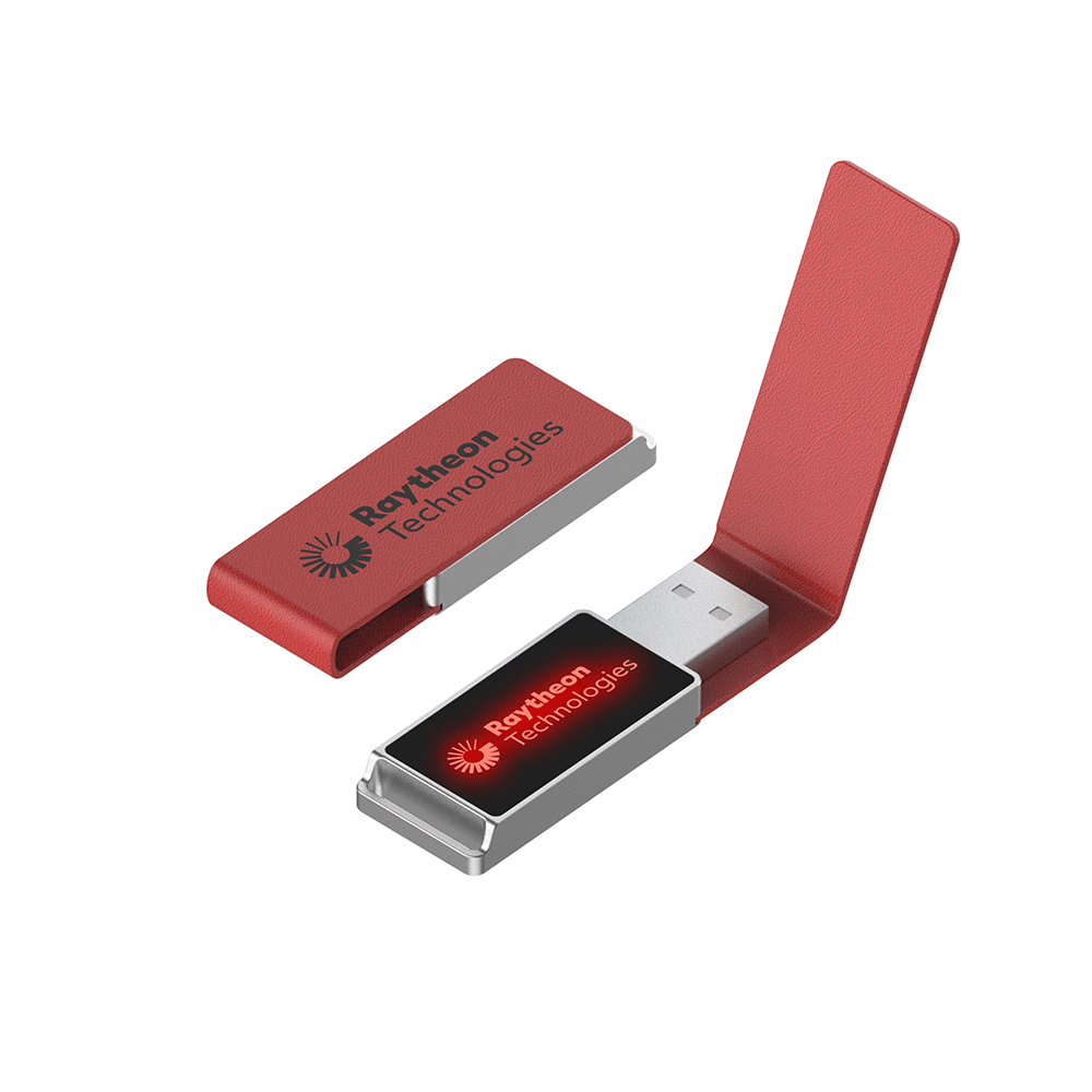 Leather Flip Up USB Flash Drive with LED Logo Corporate Gifts Singapore