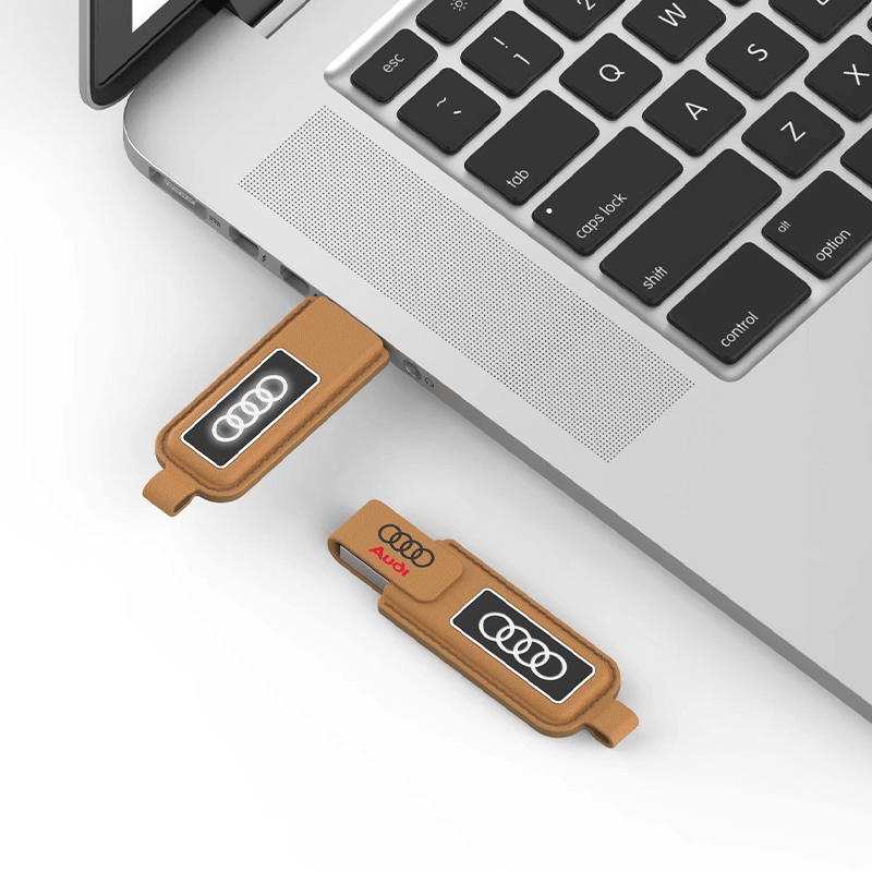 Leather Swivel USB Flash Drive with LED Logo Corporate Gifts Singapore