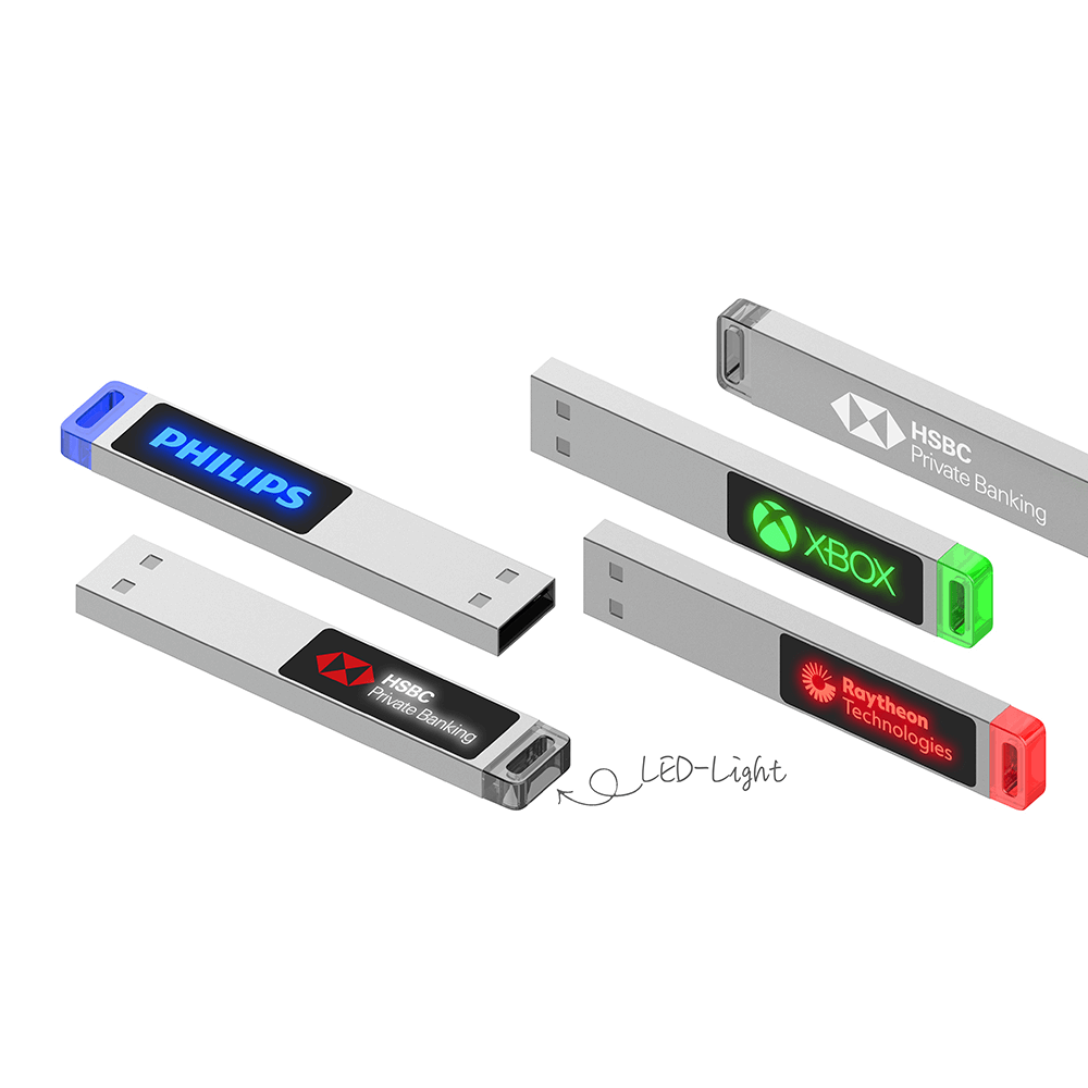 Metal USB Flash Drive with LED Light and Logo Corporate Gifts Singapore