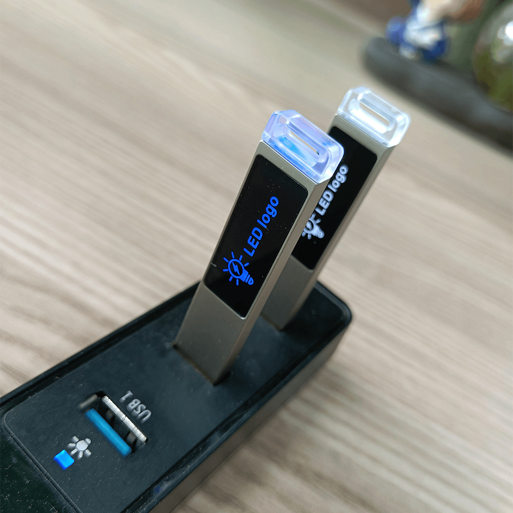 Metal USB Flash Drive with LED Light and Logo Corporate Gifts Singapore