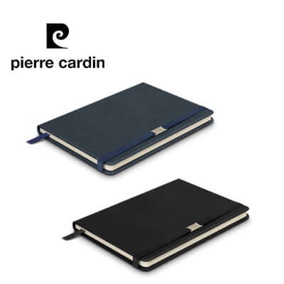 Pierre Cardin Nouvelle Notebook in navy and black, ideal corporate gift with elegant design and durable cover.