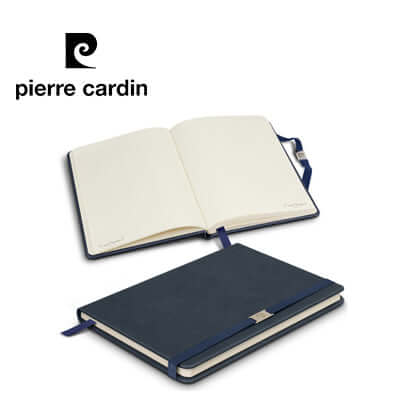 Pierre Cardin Nouvelle Notebook open and closed, perfect corporate gift with elegant design and durable cover.