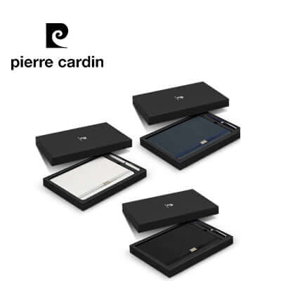 Pierre Cardin Nouvelle Notebook and Pen Gift Set in sleek black packaging for a sophisticated corporate gift.