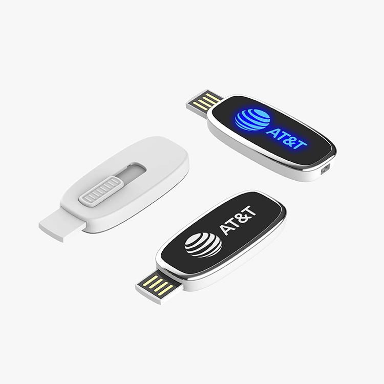 Oval Slider USB Flash Drive with Strap and LED Logo Corporate Gifts Singapore