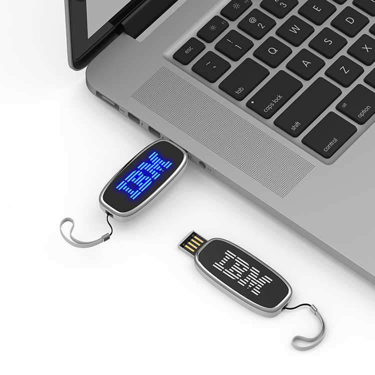 Oval Slider USB Flash Drive with Strap and LED Logo Corporate Gifts Singapore