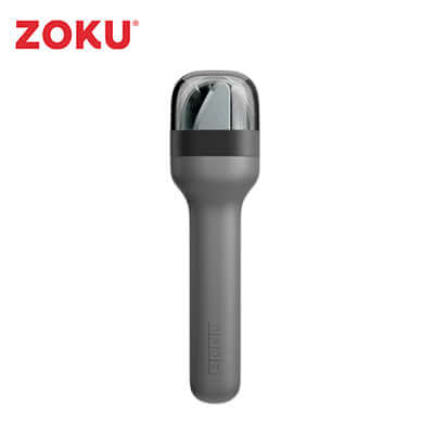 Zoku Pocket Utensil Set in gray, eco-friendly travel utensil solution for meals on the go.
