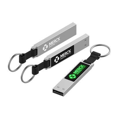 Rectangular USB Flash Drive with Keyring Strap and LED Logo Corporate Gifts Singapore