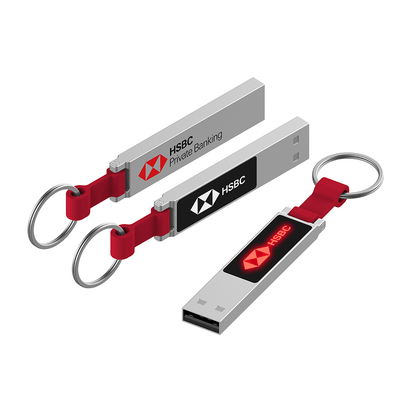 Rectangular USB Flash Drive with Keyring Strap and LED Logo Corporate Gifts Singapore