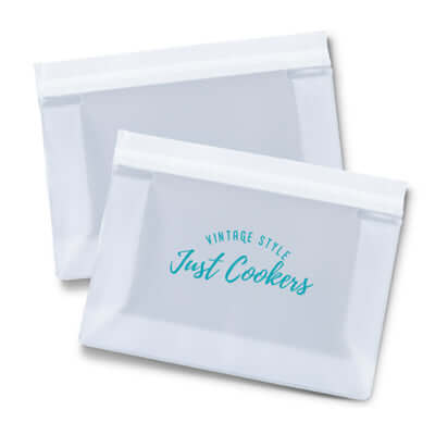 Reusable Pouch featuring vintage style design for Just Cookers, ideal as a corporate gift.