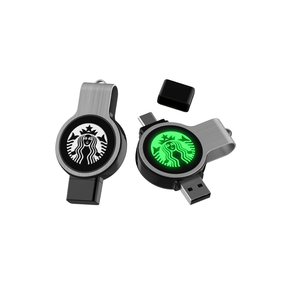 Round Swivel USB OTG Flash Drive with LED Logo | AbrandZ Corporate Gifts