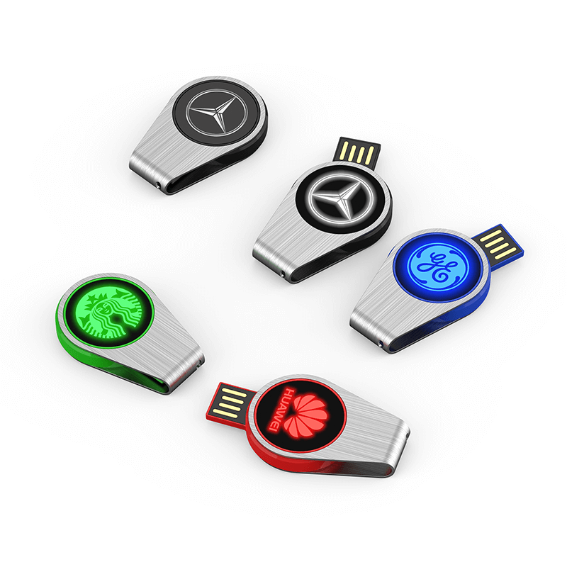 Round Swivel USB Flash Drive with LED Logo Corporate Gifts Singapore