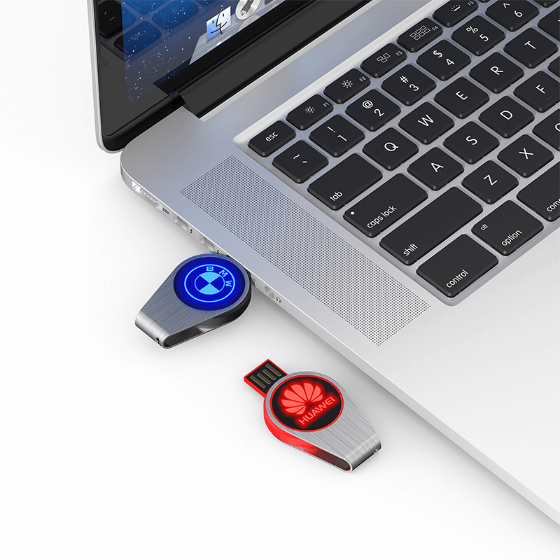 Round Swivel USB Flash Drive with LED Logo Corporate Gifts Singapore