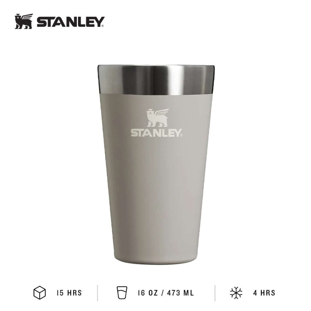 STANLEY Adventure Stacking Beer Pint 16oz in stainless steel, designed for durability and cold retention.
