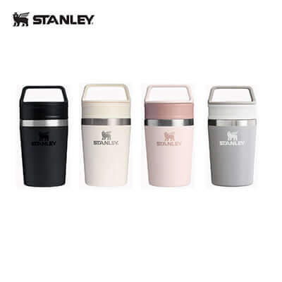 STANLEY Cafe-to-Go Travel Mug 8oz in four colors, perfect for corporate gift and daily adventures.