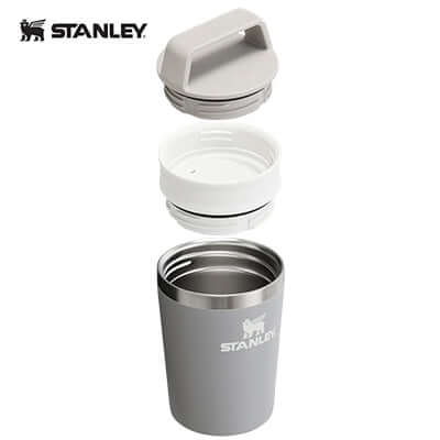 STANLEY Cafe-to-Go Travel Mug 8oz with leakproof 2-piece lid design for easy sipping.