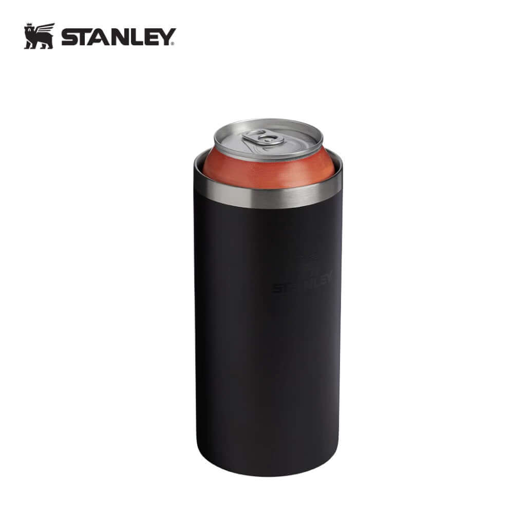 STANLEY Everyday Tall Can Cooler 15OZ holding a beverage, perfect for sleek sipping and corporate gift ideas.