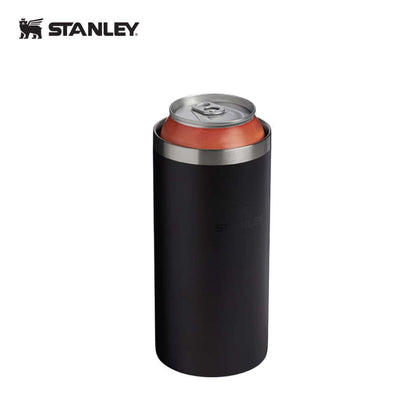 STANLEY Everyday Tall Can Cooler 15OZ holding a beverage, perfect for sleek sipping and corporate gift ideas.