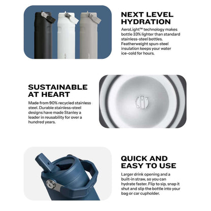 STANLEY The IceFlow™ Bottle with Flip Straw Lid features for hydration, sustainability, and easy use.