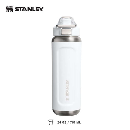STANLEY The Well Spring Bottle in white, 24oz with slide-to-pop lid for active lifestyles.