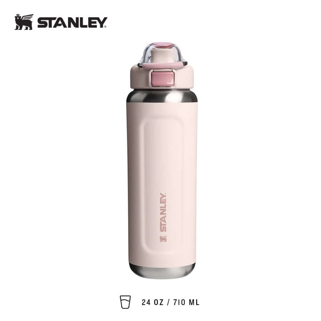 STANLEY The Well Spring Bottle in pink, 24oz size, designed for active lifestyles and hydration.