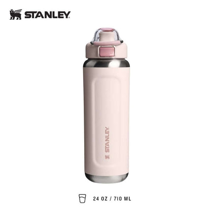 STANLEY The Well Spring Bottle in pink, 24oz size, designed for active lifestyles and hydration.
