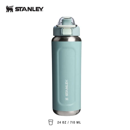STANLEY The Well Spring Bottle in mint green, 24oz size with slide-to-pop lid and double-wall insulation.