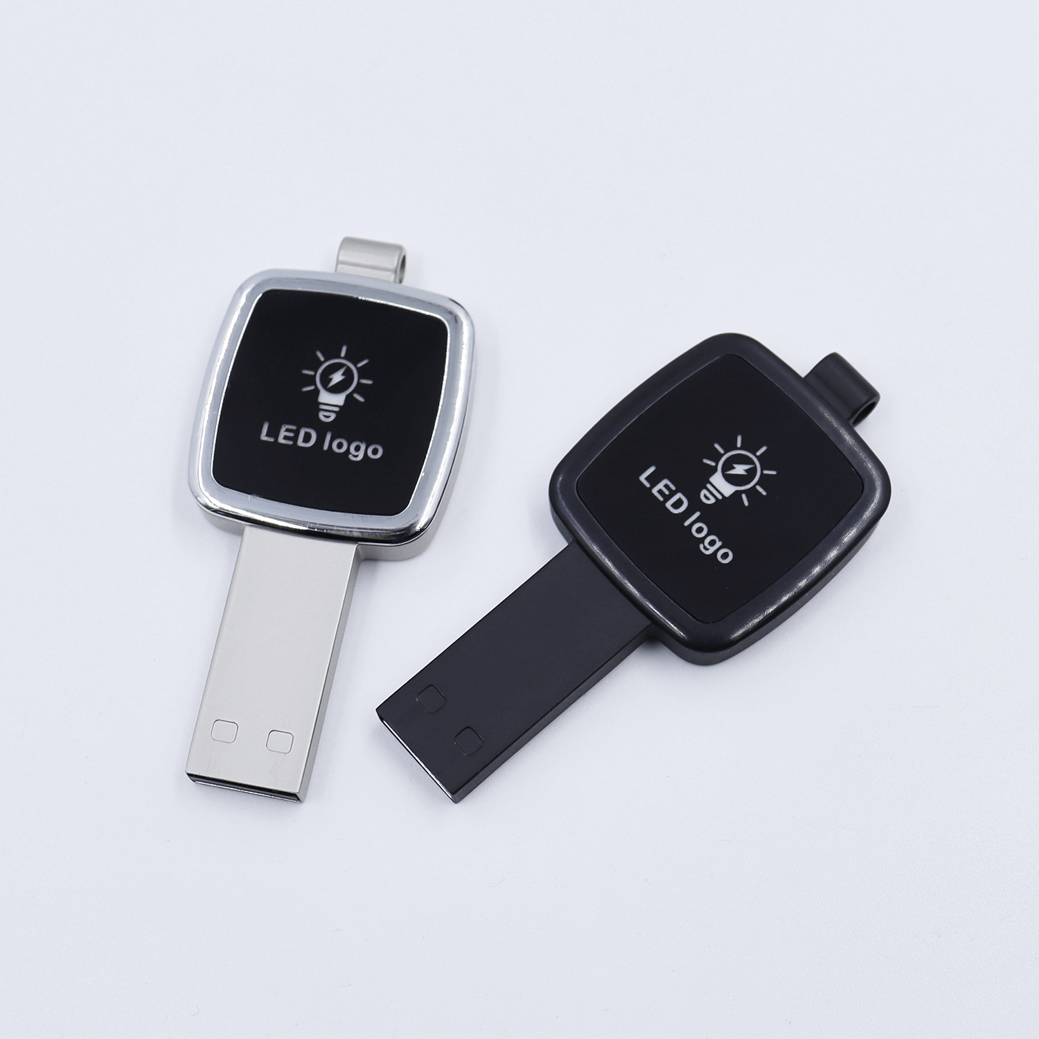 Square Shaped USB Flash Drive with Keyring and LED Logo Corporate Gifts Singapore