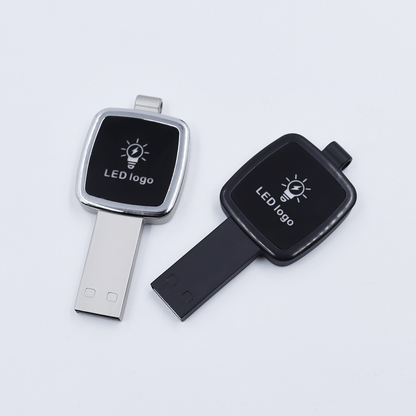 Square Shaped USB Flash Drive with Keyring and LED Logo Corporate Gifts Singapore
