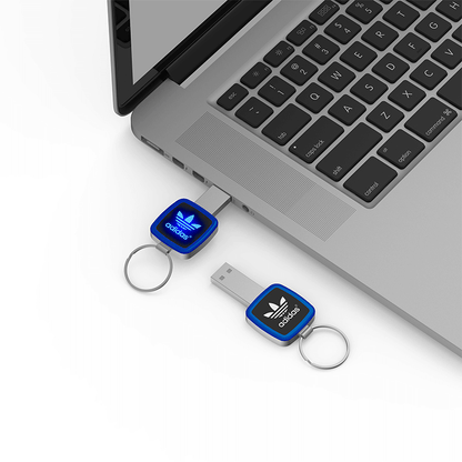 Square Shaped USB Flash Drive with Keyring and LED Logo Corporate Gifts Singapore