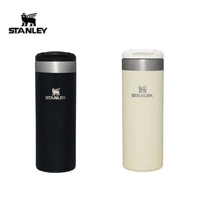 Stanley 470ml AeroLight Tumbler in black and white, ideal as a corporate gift.