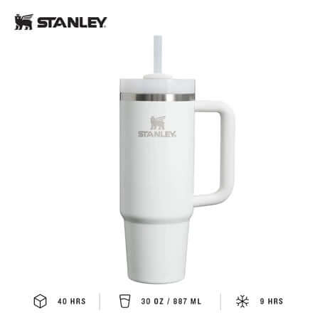 Stanley Quencher H2.O FlowState™ Tumbler Water Bottle 30oz in white with straw and handle