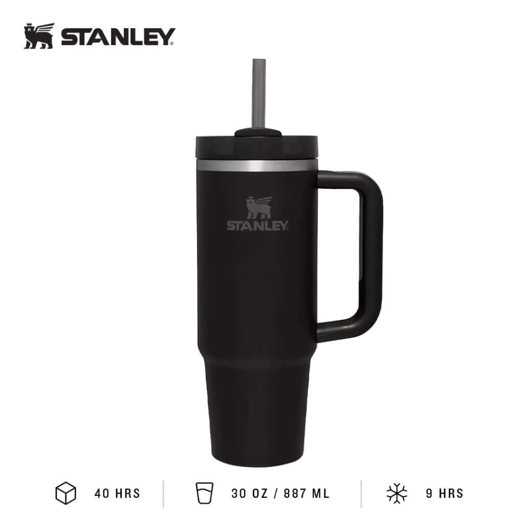 Stanley Quencher H2.O FlowState™ Tumbler Water Bottle 30oz in black with straw