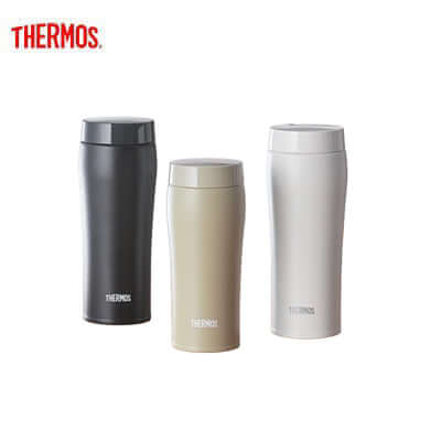 Thermos JOE-361 Stainless Steel 0.36L Tumbler in matte black, matte white, and matte green for a stylish beverage experience.