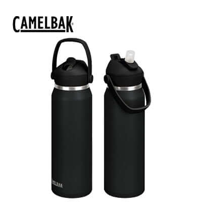 CamelBak Thrive Flip Straw Vacuum Bottle 1L in black with a flip straw, perfect for hydration on the go.