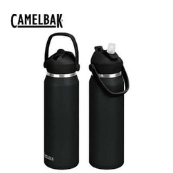 CamelBak Thrive Flip Straw Vacuum Bottle 1L in black with a flip straw, perfect for hydration on the go.
