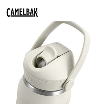 CamelBak Thrive Flip Straw Vacuum Bottle 1L close-up showing flip straw and handle.