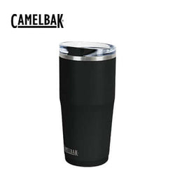 Camelbak Thrive Vacuum Tumbler 600ml in sleek black with lid, perfect for hydration on the go.