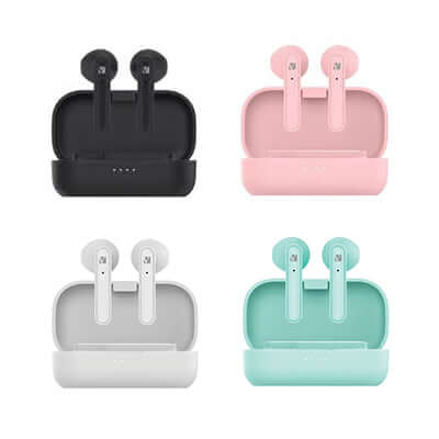 Verbatim 66620 Bluetooth 5.0 Flat TWS Earbuds in four colors with charging cases for corporate gifts
