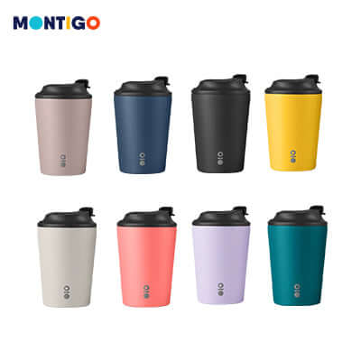 Montigo Sense Coffee Cup Regular in various colors displayed together, perfect for corporate gift or personal use.