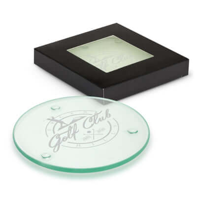 Venice Glass Coaster - Set of 2 - Round Corporate Gift Singapore