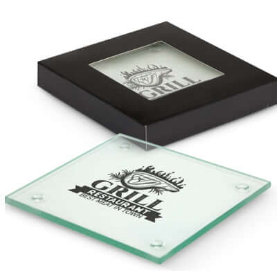 Venice Glass Coaster - Set of 2 - Square Corporate Gift Singapore