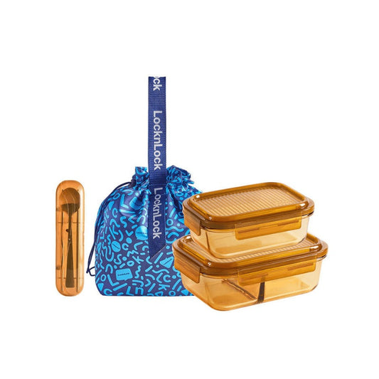 LocknLock 2pcs Glass Container Set with Cutlery