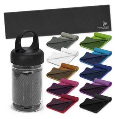 Yeti Premium Cooling Towel - Tube in various colors with a storage tube, perfect for outdoor activities and corporate gifts.